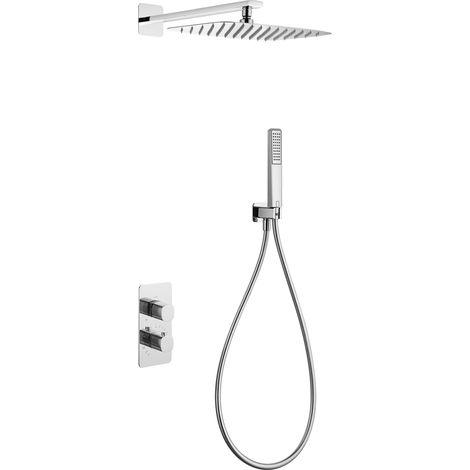 Ensemble de douche murale encastré PURE Thermostatique Chromé BrillantChroméNickel brosséNoir matOr rose brosséCanon de fusilOr brossé