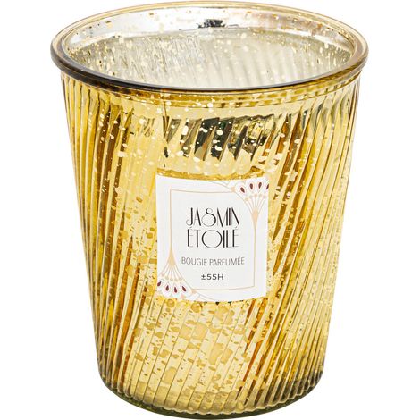 Bougie parfumée Jasmin étoilé Photophore en verre doré 630G - Feeric Christmas