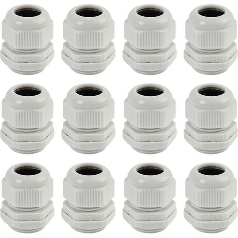 12PCS Presse Étoupes PG21 Réglables, Câbles 13-18 mm, Plastique Ip68 Étanche, Résistance Acide/Alkali, Joints en Caoutchouc, Haute Résistance à la Chaleur, Installation Facile (Blanc) (1/5)