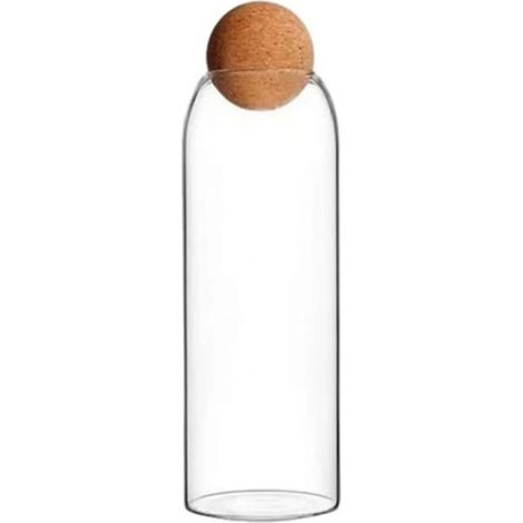 Glasbehälter – 1500 ml – Luftdichter Naturkorkdeckel – Transparent – 9,3 x 29,5 cm (1/5)