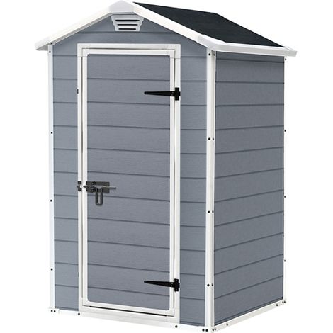 KETER Caseta de Jardín MANOR 4x3 cobertizo de almacenamiento EXTERIOR ordenación acero metal madera resina 129x103x196 WxDxH cm (1/5)