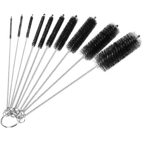 BUNTHAUS Flaschenreinigungsbürsten, 8,3-Zoll-Nylonrohrbürstenset, Flaschenreiniger mit schmalem Hals, Becher mit Haken, 10er-Packung, Schwarz (1/4)