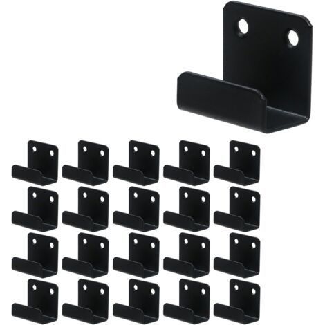 20pcs Heavy Duty Hooks Stainless Steel Tile Wall Hooks Metal Device Holder U Corner Bracket for Bathroom Kitchen Garage (Black) (1/5)