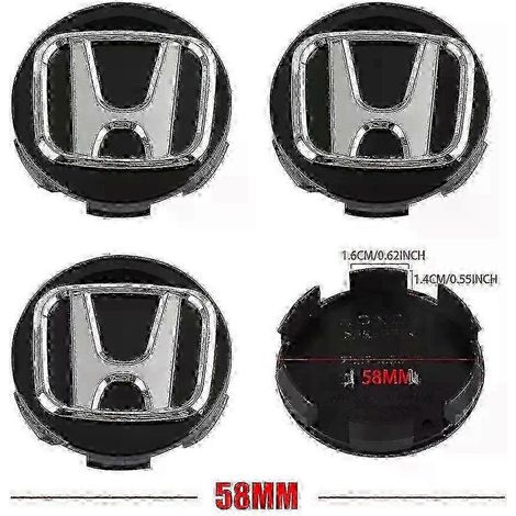 4-teiliges Set Radnabenkappen-Abdeckungen, passend für Honda Civic Jazz Adv 150 INSPIRE XR-V CR-V UR-V Fit Type R (56/58/60/69 mm) LGG-BT-BKSL-58 (1/5)
