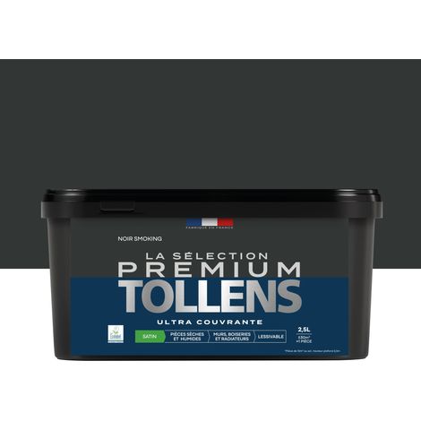Tollens - Peinture intérieure couleurs - La Sélection Premium Satin - Ultra Couvrante - Noir Smoking 2,5 L - 30m²