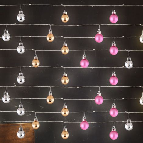 Catena luminosa a LED Catena luminosa natalizia 180x palline decorazione colorata, 9x 20 0,03W bianco caldo, L 220 cm