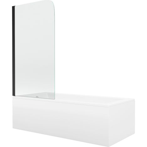 Mexen Cubik baignoire rectangulaire 150 x 70 cm avec habillage et paroi 1-volet 70 cm, transparent, noir - 550315070X9007017000 (1/5)