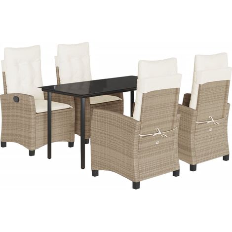 Maison Exclusive - Set comedor de jardín 5 pzas con cojines ratán (1/5)