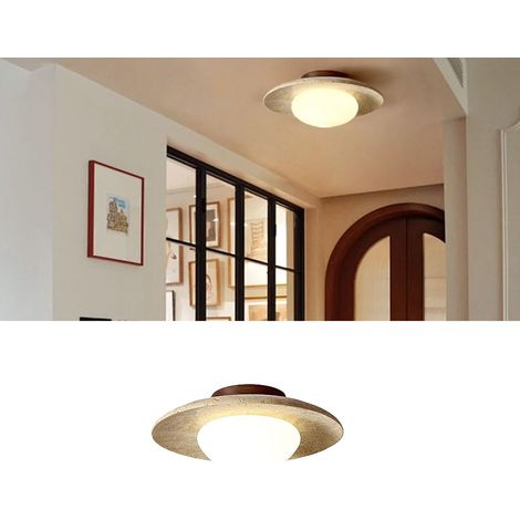 Plafonnier moderne de style médiéval, abat-jour en verre blanc, style vintage et rustique, idéal pour les couloirs et les cuisines (ampoule non incluse)