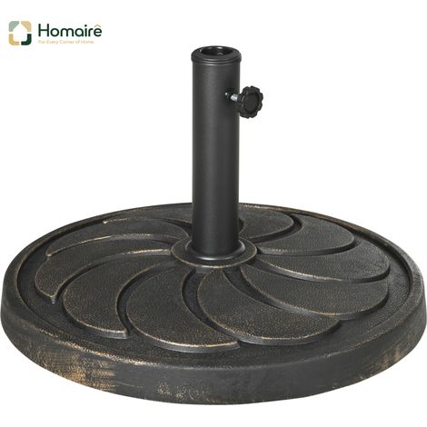 HOMAIRE Sonnenschirmständer 18 kg für runde Gartenschirmstange Ø38/48 mm aus bronzeem Kunstharz (1/5)