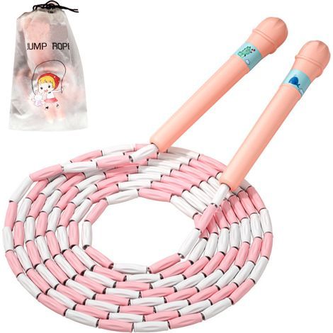 Corde à sauter pour le fitness - Corde à sauter à perles avec longues poignées - Rose (1/4)