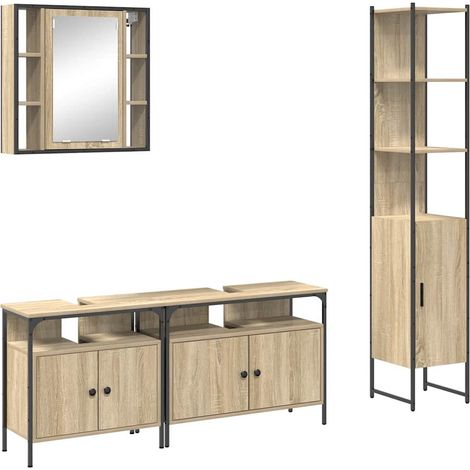 Maison Exclusive - Set di mobili per il bagno con lo scaffale 4 pcs Rovere Sonoma