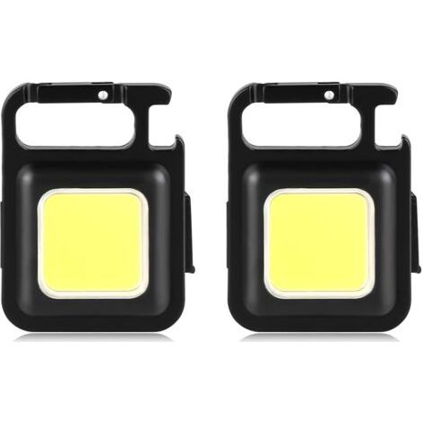 Lámpara de trabajo COB recargable, lámpara de taller con conexión USB y base magnética, 4 modos de luz, lámpara de camping compacta con 500 lúmenes para reparaciones y senderismo (2 piezas) (1/5)