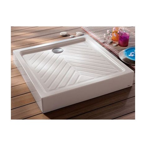 Geberit – Receveur de douche à encastrer carré 90x90x16cm – Pour chantiers humides – Bonde de vidage incluse – 717100000 (1/3)