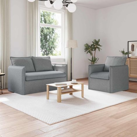 Juego de Sofá 2 pcs Gris Claro 136 x 82 x 85 cm Tela (1/5)