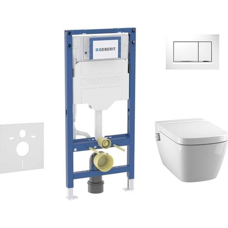 Geberit Duofix - Set bâti-support, cuvette TECEone et abattant softclose, plaque de déclenchement Sigma30, blanc/chrome brillant SANI11CT3104 (1/5)