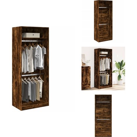 Kleiderschrank Räuchereiche 80x50x200 cm Holzwerkstoffs - Kleiderschrank - Kleiderschränke - Schrank - Kleider Organizer (1/5)
