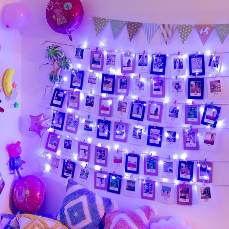 Guirlande lumineuse LED (5 m, 50 perles LED blanches, 30 clips) avec boîtier à piles (1/5)