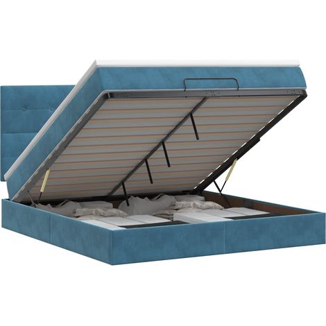 Maison Exclusive - Letto ottomano con materasso Blu Scuro 160 x 200 cm Velluto (1/5)