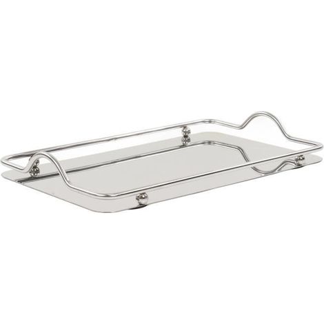 1 plateau rectangulaire en acier inoxydable, finition miroir, multifonctionnel, pour intérieur et événements (1/4)