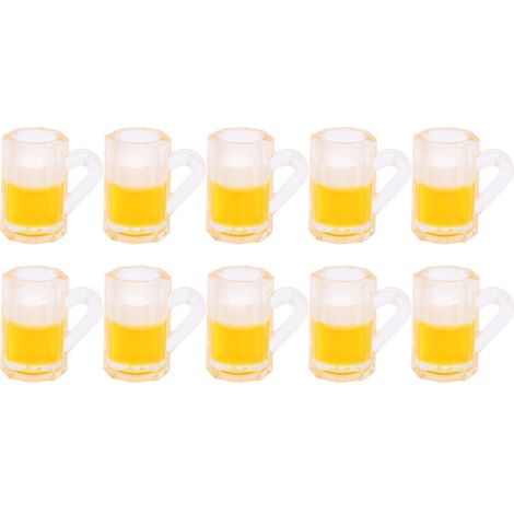 10 pièces Mugs à Bière Miniatures 1:12 pour Maison de Poupée, Décoration de Bar avec Mousse (1/5)