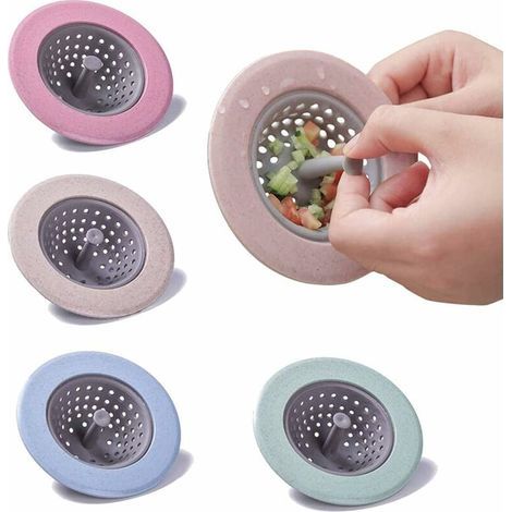 Filtro para fregadero, tapón para fregadero, colador de desagüe, tamiz, 4 piezas (4 colores) (1/5)