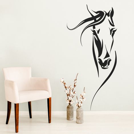 Sticker Mural - Tête de cheval - 17x34 cm - Noir (1/3)