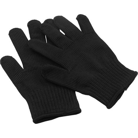 Gants résistants aux coupures, Gants Anti-coupure noir niveau 5 fil d'acier maille métallique gants de Protection de sécurité cuisine boucher gants de travail coupe poisson viande jardin Coupe ext (1/5)