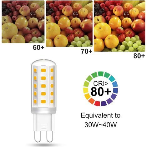 Ampoules LED G9, 3W Equivalent 30W Halogène Lampe, Blanc Chaud 2700K 380LM Sans Scintillement AC/DC 220-240V pour Chambre Salon Cuisine Jardin, Non Dimmable, Lot de 6 (1/3)