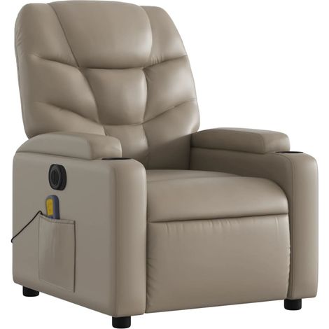 Fauteuil de relaxation TV fonction massage inclinable électrique 6 points de massage PVC couleur cappuccino DEC027138 (1/5)