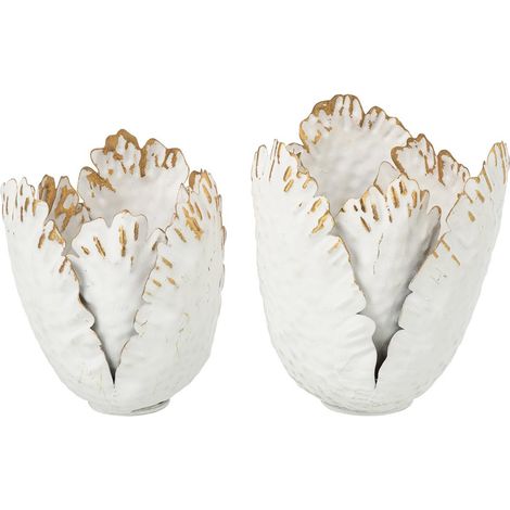 Lot de 2 Photophores Tulipes "Vidal" 17cm Blanc (1/3)