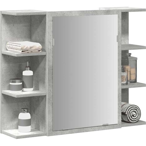 Bad-Spiegelschrank Betongrau 80x20,5x64 cm Holzwerkstoff