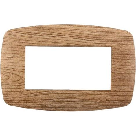 Ettroit Plaque compatible Bticino Livinglight 4 modules slim plastique, coloris bois foncé - LN87405