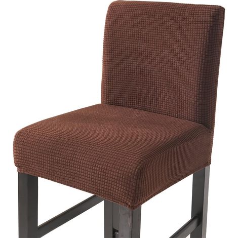 Housses de Chaise de Tabouret Couvre Chaise de Bar Extensibles Housses Chaise à Dossier Bas 4pcs Marron Foncé (1/5)