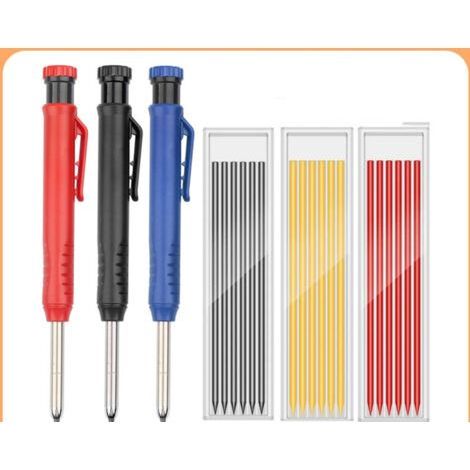 Crayon Chantier,Crayon Charpentier,Porte mine chantier,3 Crayons Charpentier avec 18 mine crayon chantier-convient pour dessins architecturaux et la menuiserie,outils dessin DIY (1/5)