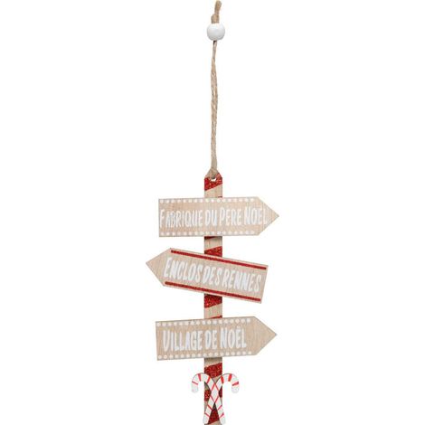 Baumschmuck aus Holz Tafel rot weiß 14cm - Atmosphera créateur d'intérieur