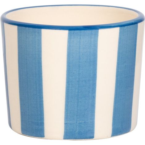 Lido Set 2 Bicchieri Tumbler Righe Azzurro, Artigianato di Civita Castellana, Ceramica Dipinta a Mano dal Design Vintage per Tavola Elegante
