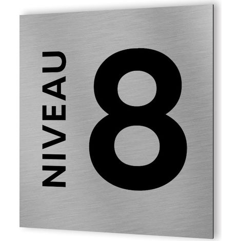 Panneau numéro d'étage - Format 20 cm x 20 cm en Dibond Aluminium brossé (1/4)