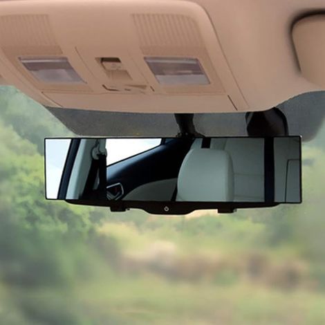 Rétroviseur Intérieur Blanc Grand Angle, Universel Panoramique Anti-éblouissant Large Vision 300mm pour Voiture, Miroir d'Angle Mort (1/5)