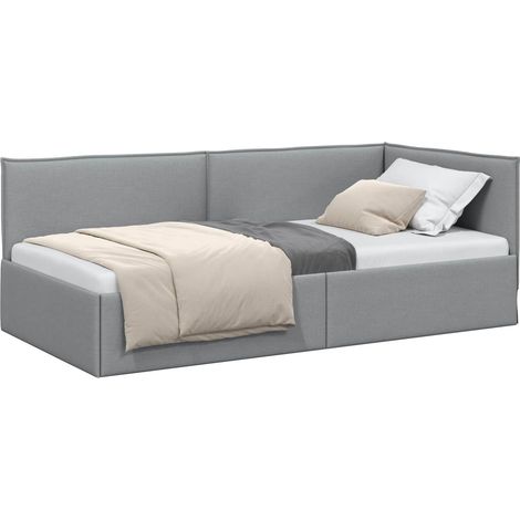 Maison Exclusive - Cornice del letto ad angolo Grigio chiaro 100 x 200 cm Tessuto