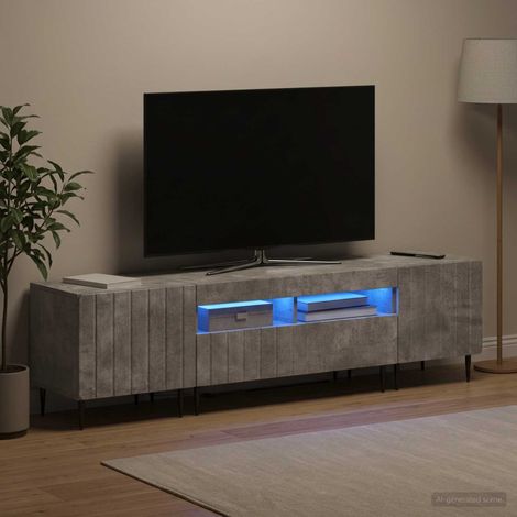vidaXL 3 Piece LED TV Cabinet ZWOLLE Concrete Grey Engineered Wood (1/5)