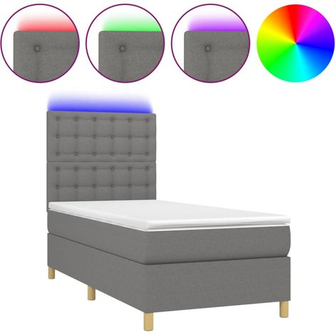 Maison Exclusive - Letto a Molle Materasso e LED Grigio Scuro 90x200 cm in Tessuto (1/5)