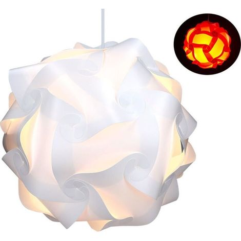 Lampe puzzle abat-jour XL Luminaire IQ 30 pcs 15 designs lumière blanche Diamètre env 40 cm Avec support plafond câble douille E27 (1/5)