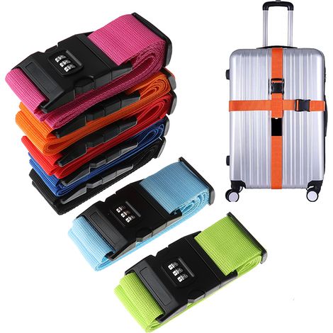 Sangle de bagage réglable en nylon noir avec boucle, accessoires de voyage (1/2)