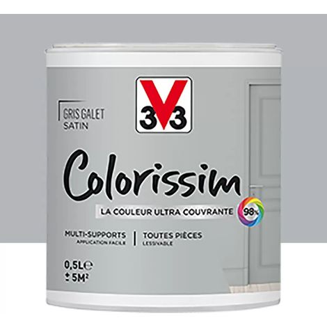 Peinture Multi-supports V33 Colorissim Satin Gris galet 0,5 L