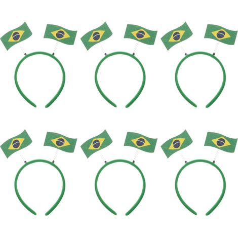 Conjunto de 6 diademas para aficionados al fútbol brasileño con los colores de la bandera de Brasil. Ligeras y cómodas, son accesorios originales para el cabello, ideales para fiestas, carnavales y No (1/5)