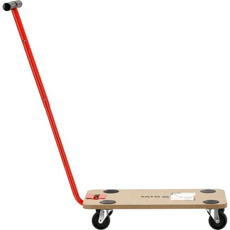 Carro de plataforma con asa Yato sobre 4 ruedas de Ø= 75 mm, carga máxima 200 kg, 575x300x18 mm (YT-37422)
