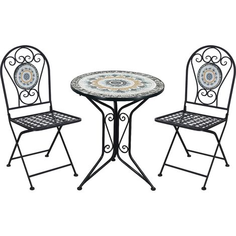 Set Bistrot Tavolino Con 2 Sedie Con Mosaico In Ceramica Per Esterno Terrazzo Giardino Pieghevoli Patio Casa,Bar,Ristoranti,Mobili Giardino Mod-Gela (1/5)