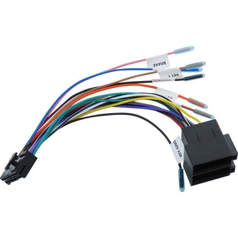 [NIE BENUTZT]Stück 20-poliger auf ISO-Kabelbaumadapter, Autoradio-Ersatzadapter, universelle Zubehörkabel mit Lenkradsteuerung und Rückwärtsleitungen, 21,5 cm