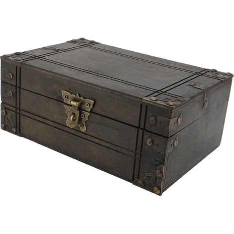 Vintage-Aufbewahrungsbox aus Holz, exquisite Verarbeitung, multifunktionale Schmuckschatulle, Schreibtisch-Stil 2 (1/5)